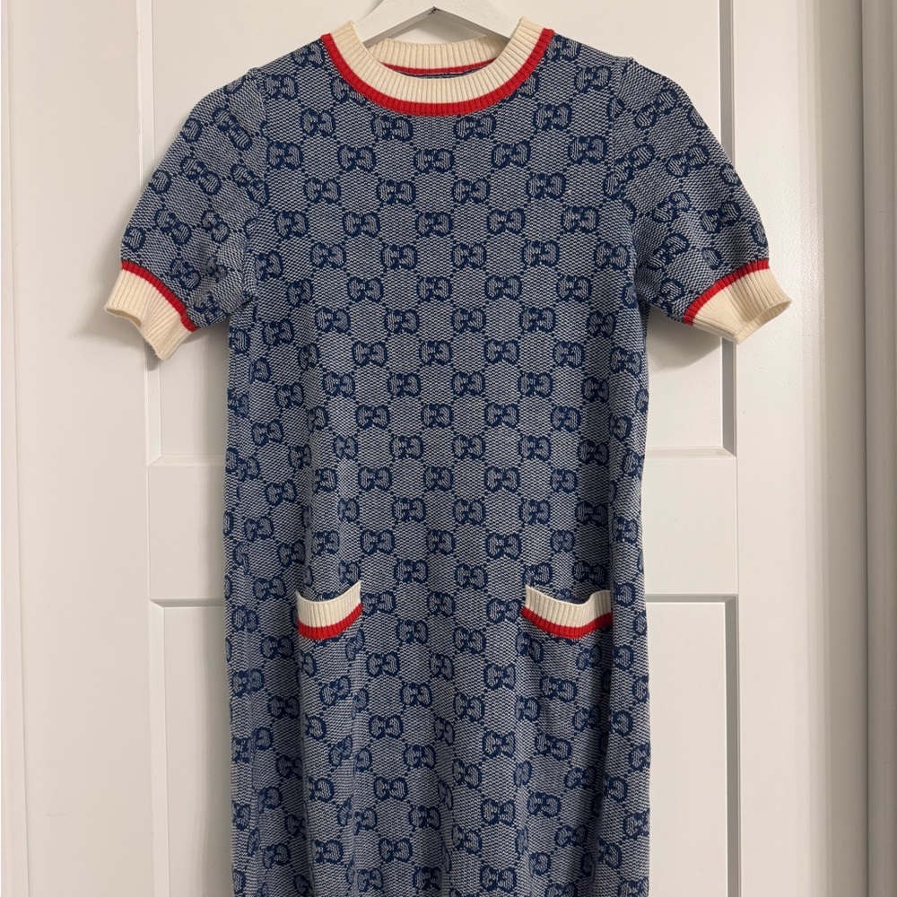 Gucci Blue and Cream Mini Dress